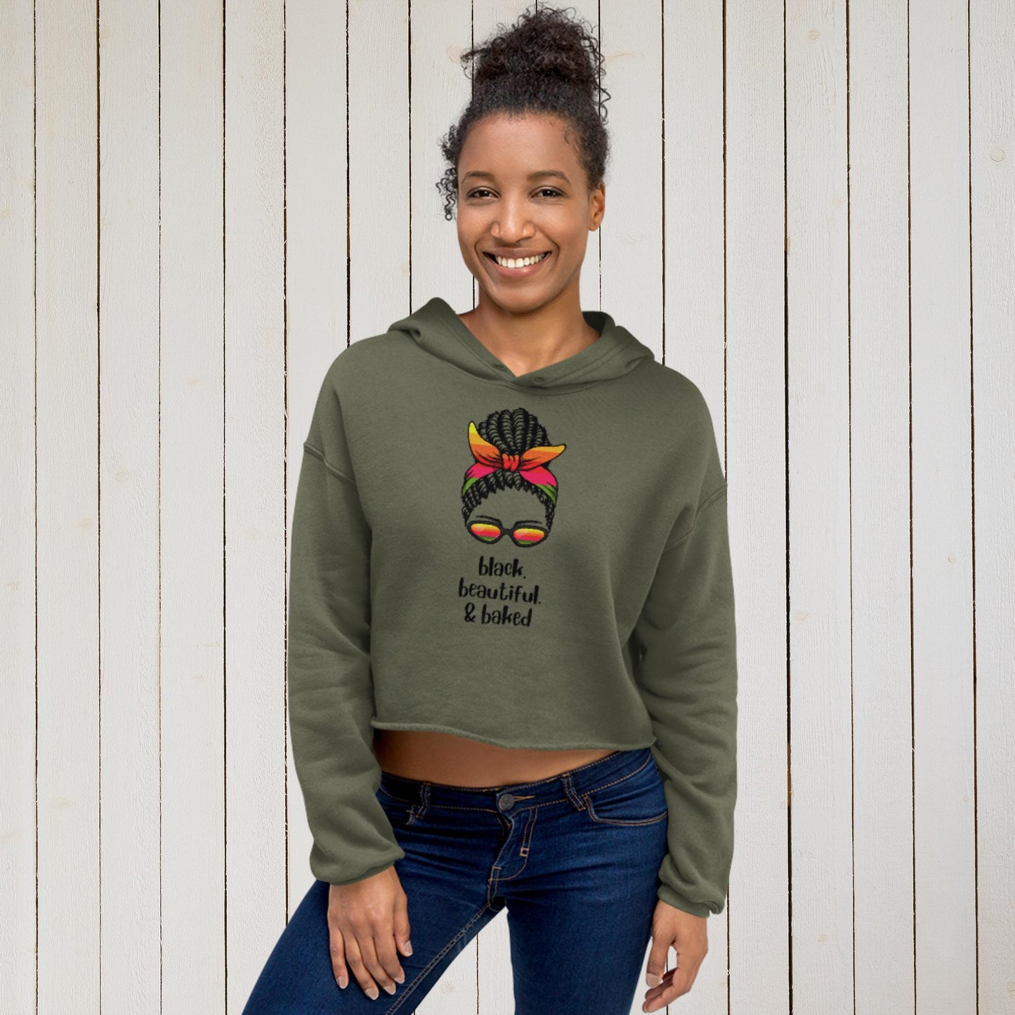 Black, Beautiful, and Baked Cropped Hoodie